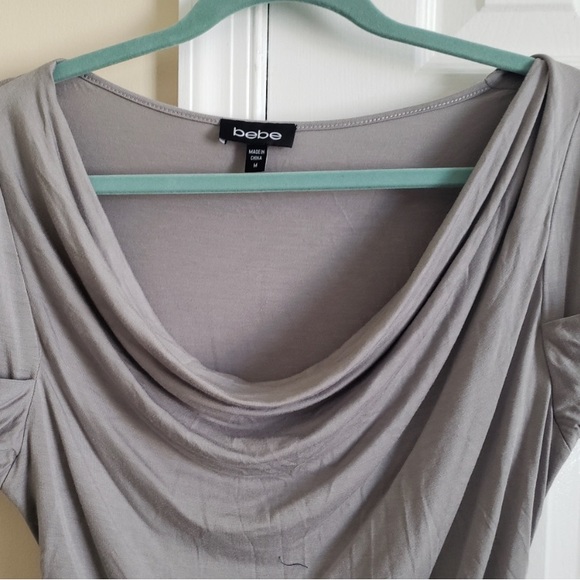 Bebe gray boatneck drop long too with silver sequins In shoulders  - M - Picture 4 of 5